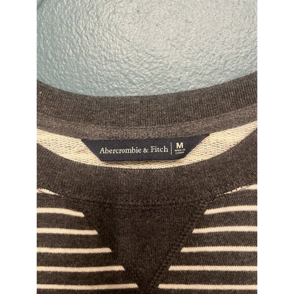 Abercrombie & Fitch Gray White Stripes Long Sleeve Sweatshirt Dress sz M - Picture 2 of 3